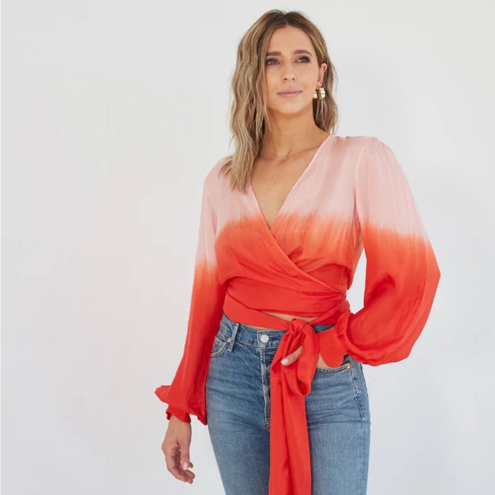 Karina Grimaldi Silk Pink Ombre Wrap Top